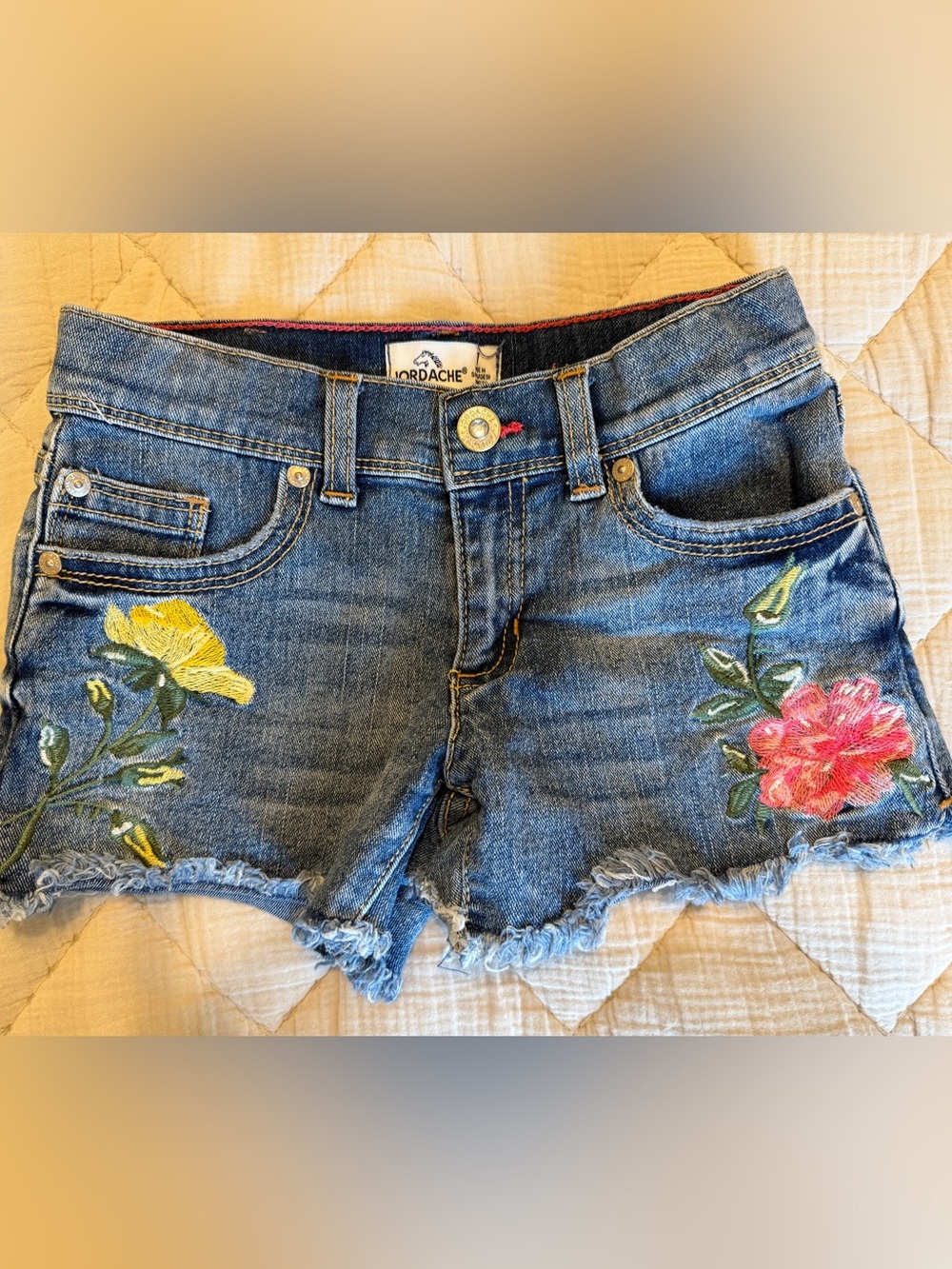 Girls Embroidered Denim Shorts